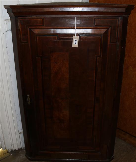 Georgian band-inlaid mahogany corner cupboard